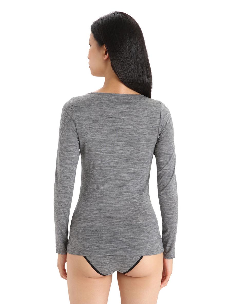 Icebreaker Merino Siren Long Sleeve Sweetheart Top Női Fehérnemű Szürke | HU 1690HAPK